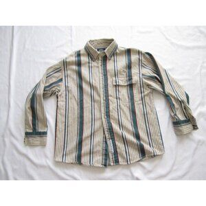 Dockers Boys Striped Button-Up Shirt in Cream, Green, Blue